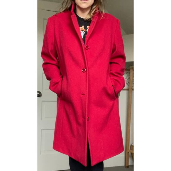 Vintage LL Bean Women's Red Wool Blend Peacoat - Size 14 - Picture 3 of 7